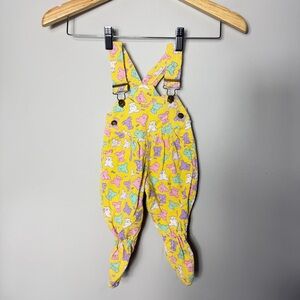 Vintage Hush Puppies Corduroy Overalls Teddy Bears Yellow Size 3-6 Months